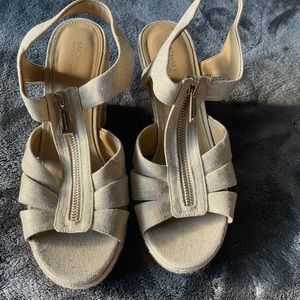 Michael Kors wedges. Gold. New.